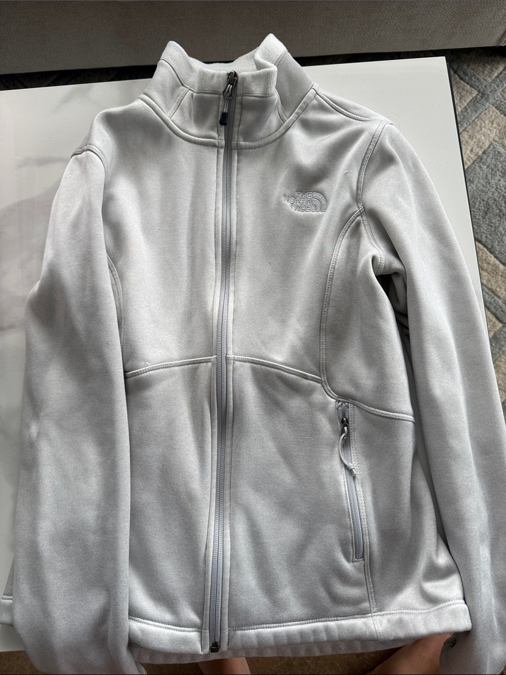 The North Face Light Gray Full-Zip Kids Fleece Jacket